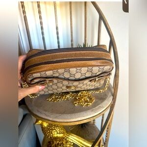 Gucci Brown Monogram clutch or cross body purse